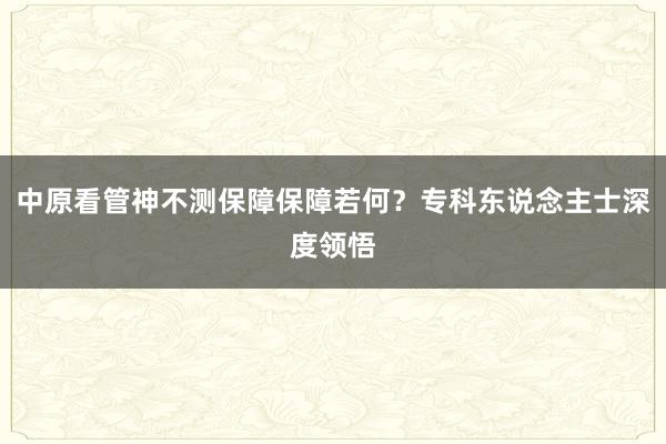 中原看管神不测保障保障若何？专科东说念主士深度领悟